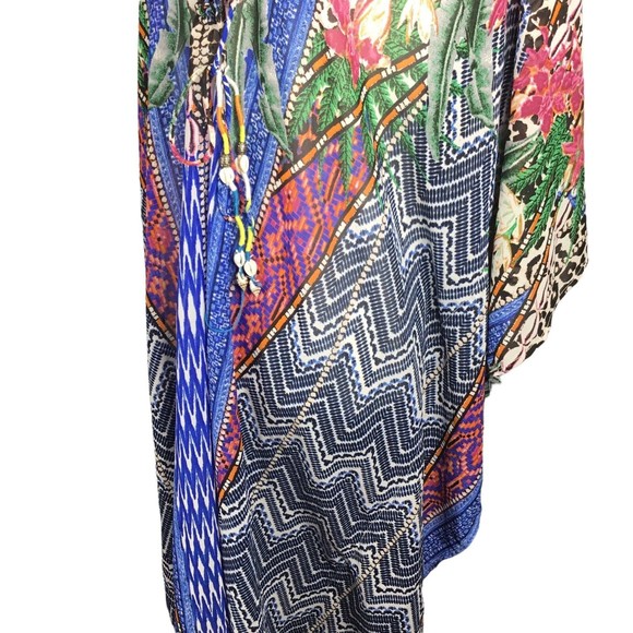 Violet Sky sheer Floral blue pink, grey Cover-up Tunic Caftan - Sz L - Picture 3 of 7